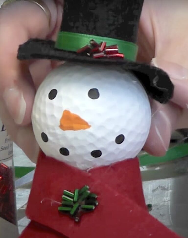 Golf Ball Snowman Christmas Tree Ornament with Video - Craft Klatch