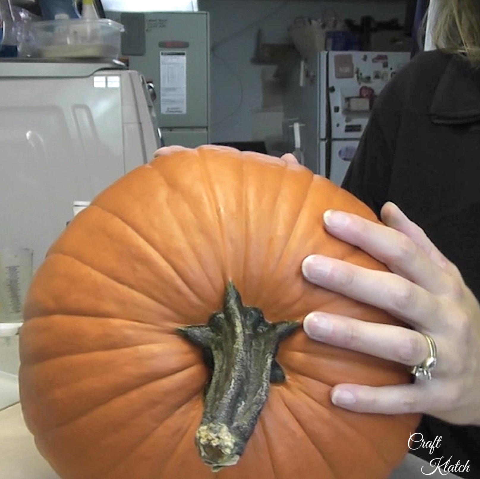 Painted Pumpkin Witch Craft For Halloween Craft Klatch   1 Witch Pumpkin Pumpkin Laying On Its Side To Become A Painted Pumpkin Witch 