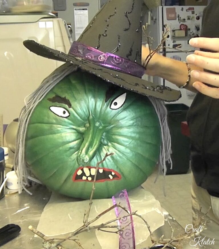 Painted Pumpkin Witch Craft for Halloween - Craft Klatch