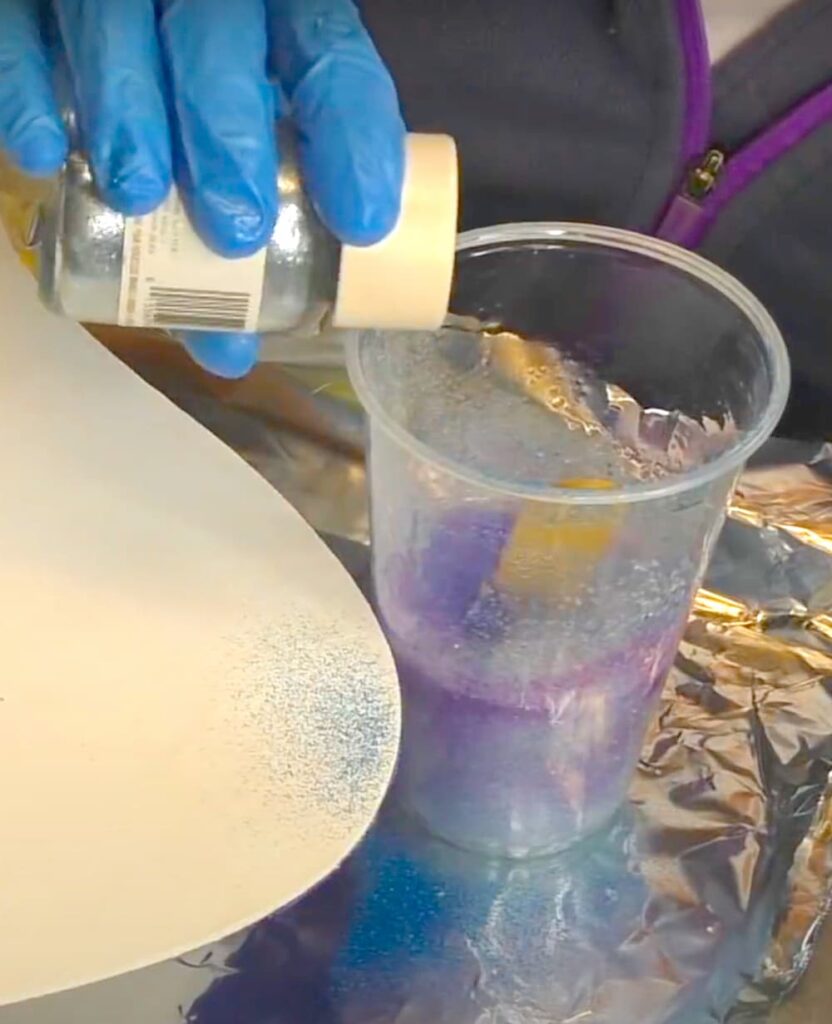 Add blue and purple glitter to resin