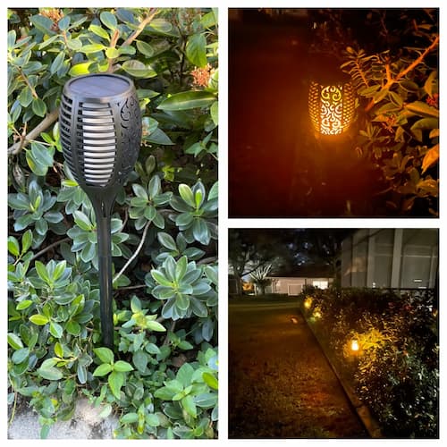 Summer home tour decor ideas | solar torch lights in garden