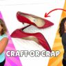 High Heel design with red stilettos - Craft or Crap Challenge thumbnail with Mona dn Chas holding glue guns