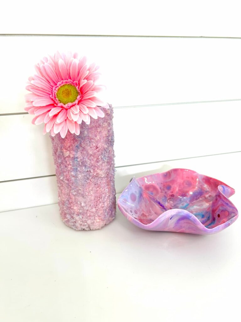 Old fashioned rock candy salt resin vase and bowl