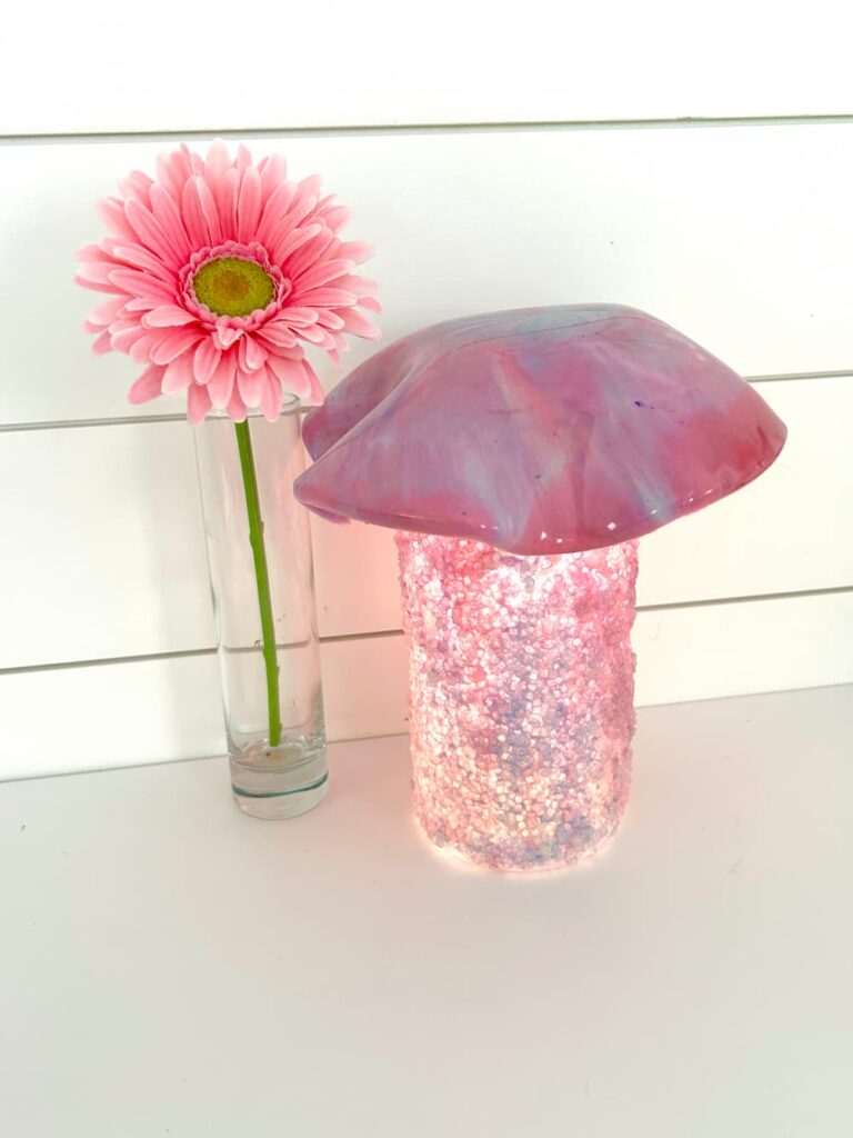 Old fashioned rock candy salt resin vase and bowl made into a mushroom