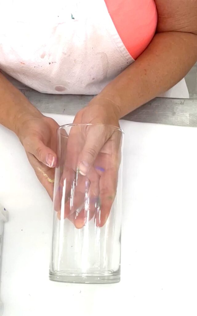 Holding glass cylinder vase for dollar tree craft