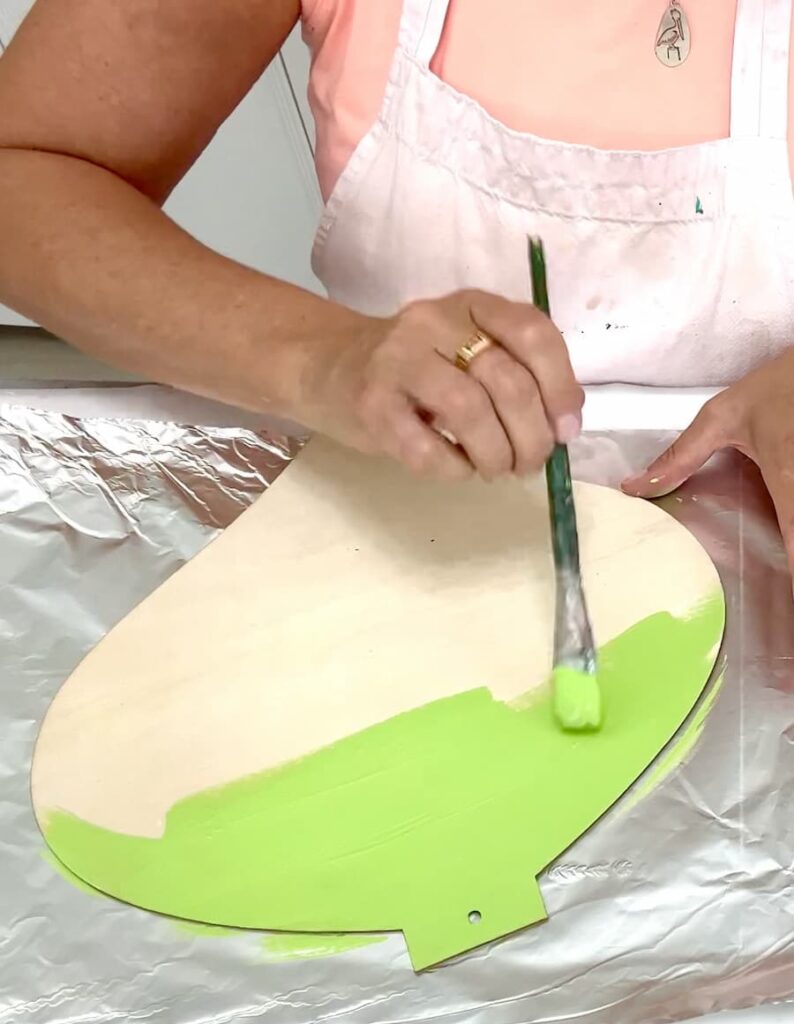 Painting wood ornament the grinch green