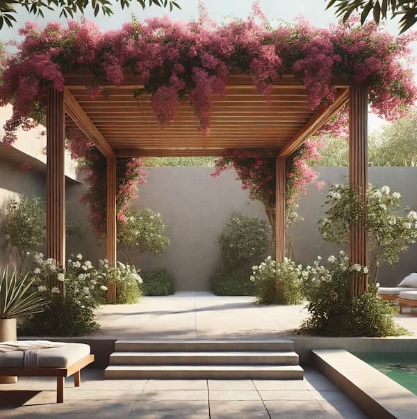 Pergola with pink bougainvillea