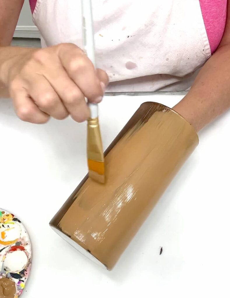 Painting the dollar tree christmas craft gingerbread brown