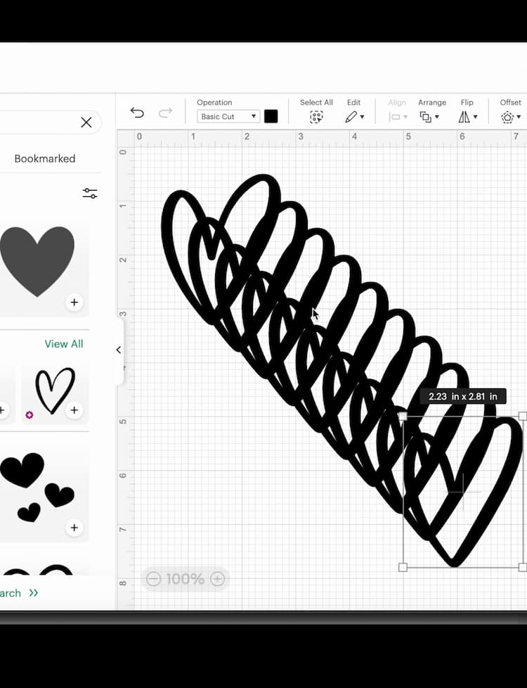 Creating heart project in Cricut design space